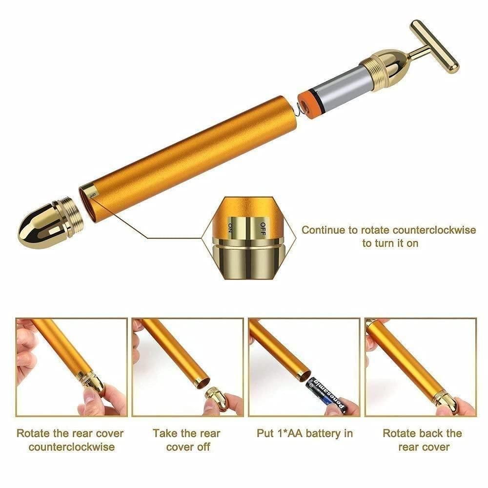 24K Gold Electric Facial Massager Roller