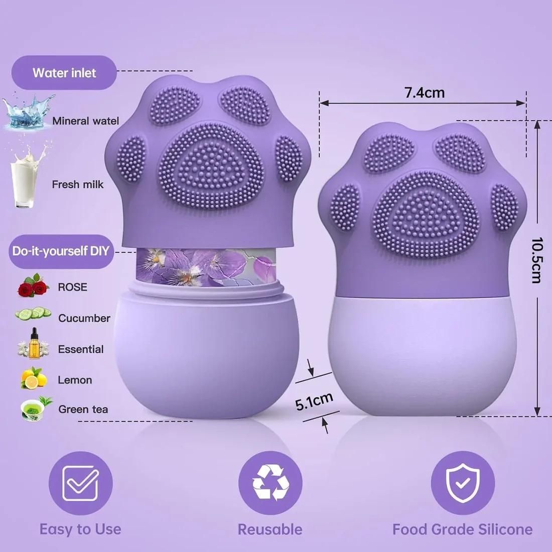 Paw Shaped Ice Roller for Face with Scrubber