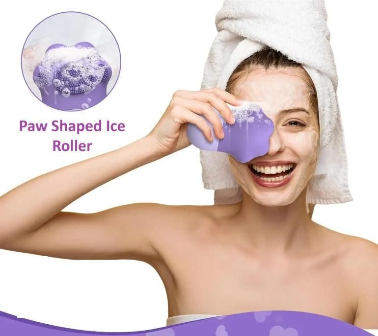 Paw Shaped Ice Roller for Face with Scrubber