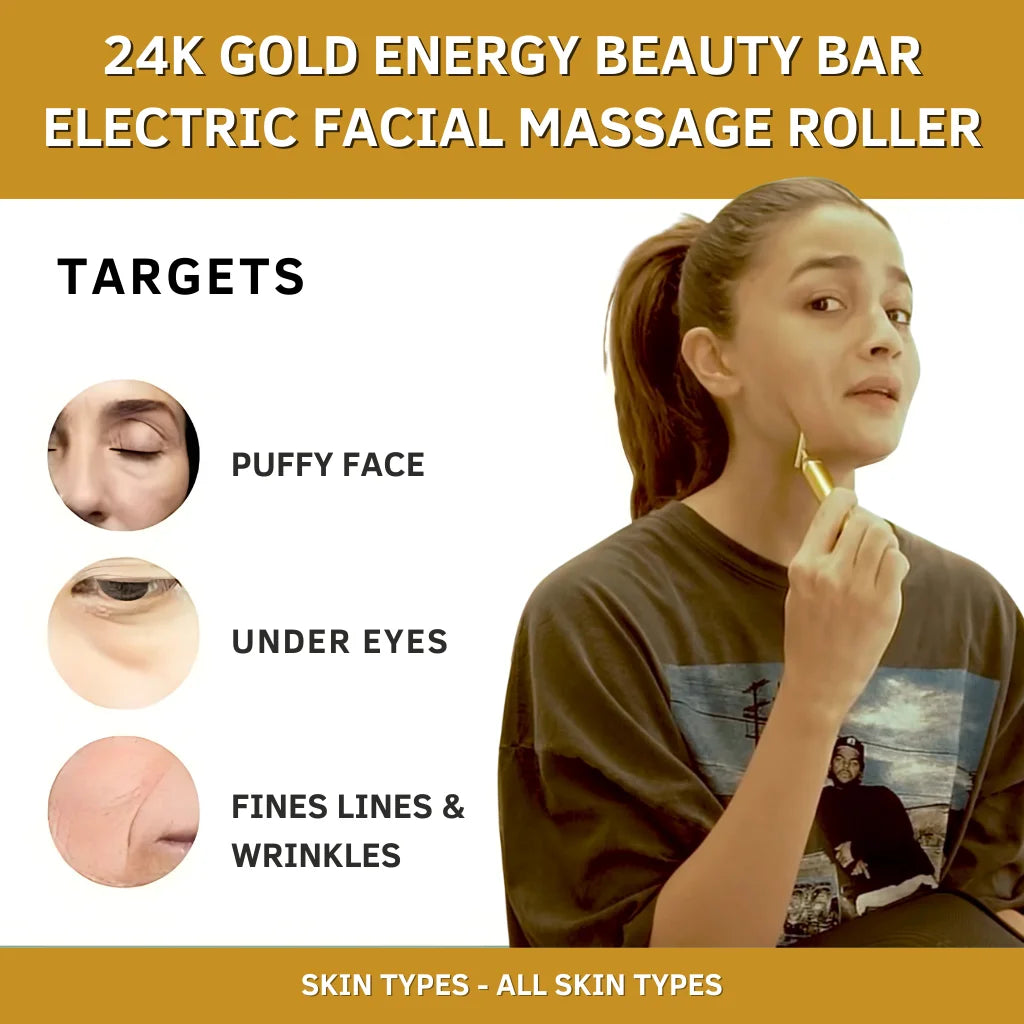 24K Gold Electric Facial Massager Roller