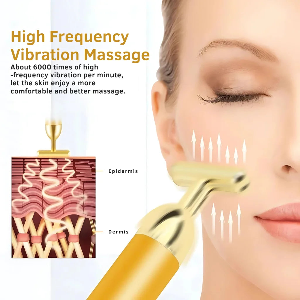 24K Gold Electric Facial Massager Roller