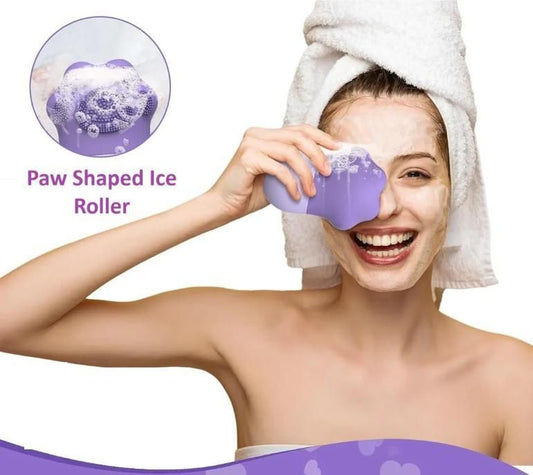Paw Shaped Ice Roller for Face with Scrubber